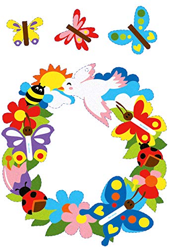 Sabbiarelli Sand-it For Fun - Dibujo Grande La Guirnalda de Primavera: 1 Maxi Dibujo pre-Pegado para Colorear con la Arena (Arena no incluida), Adecuado para Adultos y niños