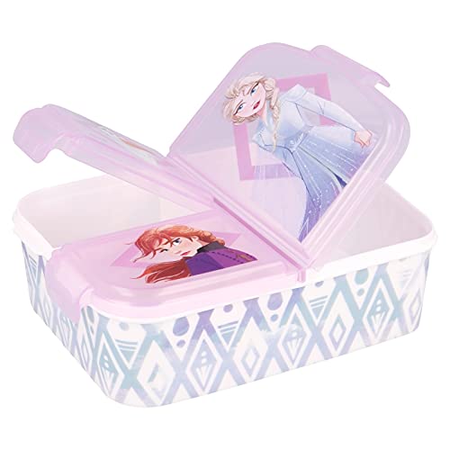 Sandwichera con 3 Compartimentos para niños - lonchera Infantil - Porta merienda - Fiambrera Decorada- bolsa porta alimentos-sandwichera escolar. (Pack Frozen)