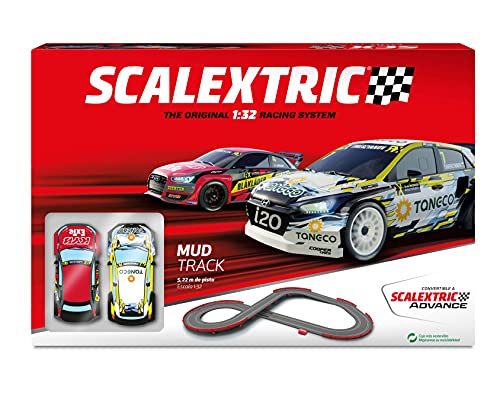 Scalextric - Circuito Original System - Pista de Carreras Completa - 2 Coches y 2 mandos 1:32 (Mud Track)