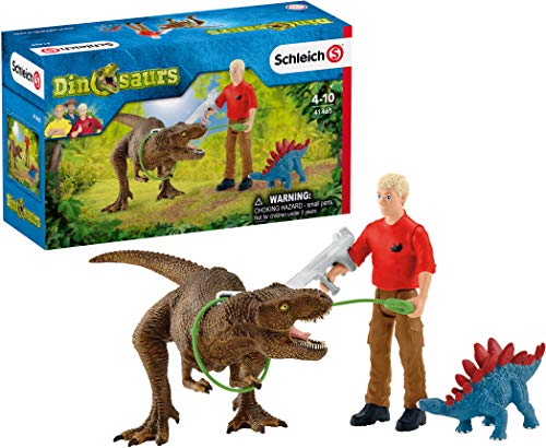 Schleich 41465 Juego de dinosaurios - Tiranosaurio Rex ataque, juguetes a partir de 4 años