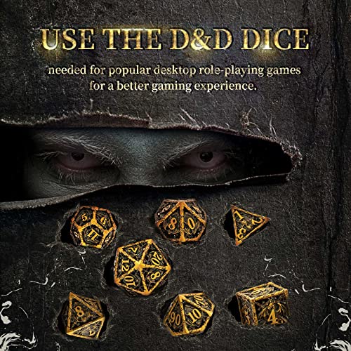 Schleuder D&D Dados Dungeons and Dragons Dados de rol, Dice Metal Gold Set Poliédricos Hueco Pathfinder Juego de Dados Game, Dragones y Mazmorras Juego de Mesa (Níquel Negro)