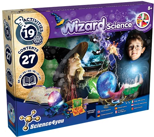 Science4you Ciencia del Mago, Niños 8+ Años Multi Idioma - Kit Cientifico de Magia para Niños, 19 Actividades: Haz una Bola de Cristal con tu Varita de Mago, Juegos Educativos