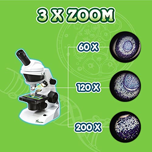 Science4you - Microscopio para Niños +8 Años - Laboratorio de Quimica: Microscopio con Soporte para Smartphone y Muestras Preparadas - Kit de Ciencia para Niños y Juegos Educativos Niños 8-14 Años