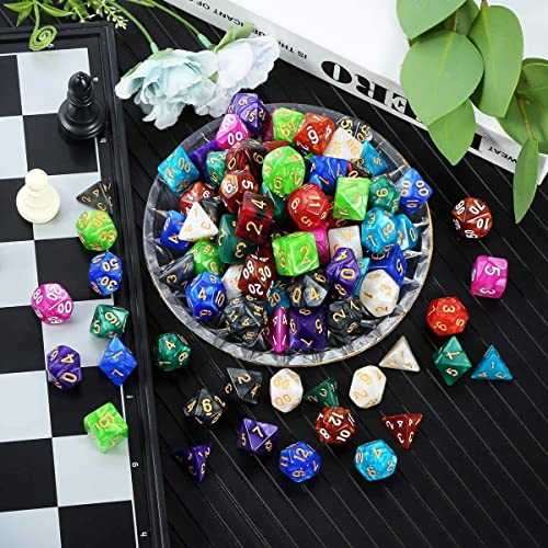 Set di Dadi 10 Sets D20 Dadi Set di Dadi Dadi di Perle 70 pezzi Polyhedral & RPG Dice Polyhedron DND Dice Starry Sky Dice Dice Games Table Games Dice Set W20 DND Dice Game Dice