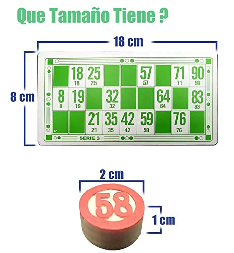 Set Loteria y 48 cartones, Bingo de Viaje , Juego de Mesa Tradicional Fichas de Madera con 2 Caras de Números, Bingo Interactivo Familia