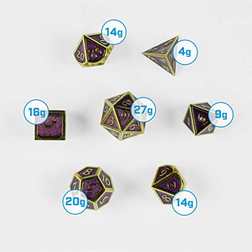 shibby Juego de 7 Dados de Metal poliedrico para Juegos de rol y Mesa con Caja de Almacenamiento, 60014973