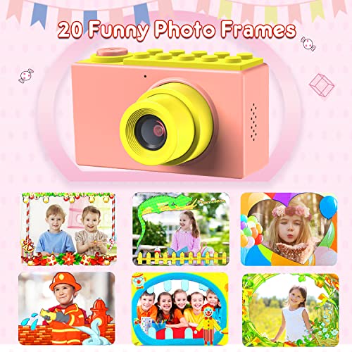 ShinePick Impermeable Cámara Fotos Niños con Zoom Digital de 4X / 8MP / 1080HD / 2" TFT LCD de la Pantalla Cámara Infantil con Tarjeta de Memoria (Rosa,32GB Tarjeta incluida)