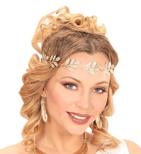 shoperama Corona de laurel dorada para la cabeza de la joya, romano, griega, diosa griega, diosa de Dios, Julius, César, Campestre, accesorio de disfraz antiguo