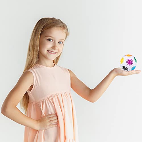 SISYS Magic Rainbow Ball 3D Puzzle Ball Bola Mágica del Arco Iris Speed Cubo Pelota Mágica Arco Iris Pelota Juguetes Educativos para Niños y Juguetes para Descompresión para Adultos, Blanco