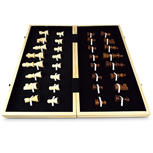 Smart Tactics 16 Folding Chess Set Made By FSC Certified Wood - Premium Edition With Chess Bag and Extra Chess Pieces by GrowUpSmart