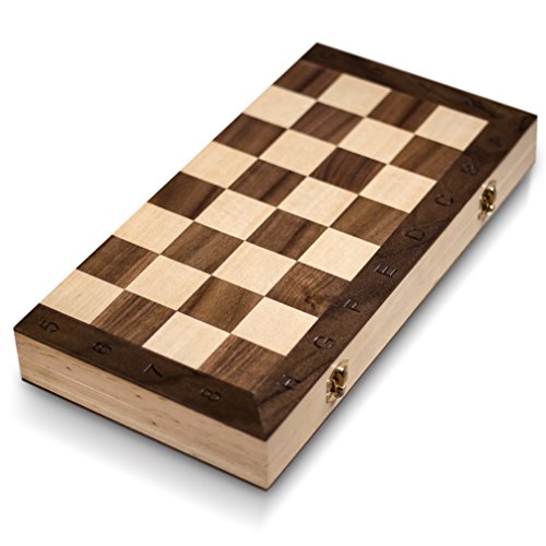 Smart Tactics 16 Folding Chess Set Made By FSC Certified Wood - Premium Edition With Chess Bag and Extra Chess Pieces by GrowUpSmart