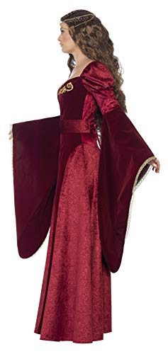 Smiffys 27877L - Disfraz de reina medieval de lujo, con vestido, cinturón y adorno para cabeza, Rojo, L - EU Tamaño 44-46