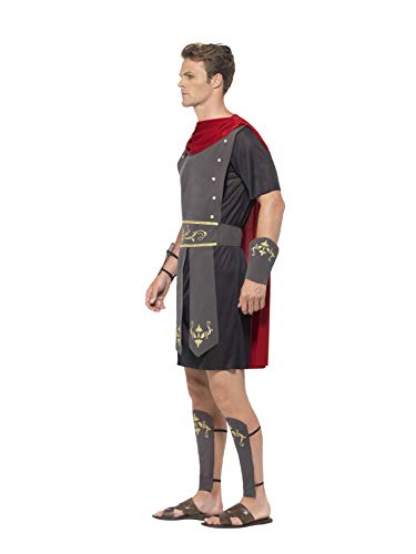 Smiffys-45495S Disfraz de Gladiador Romano, con túnica, Capa incorporada, brazaletes y e, Color Negro, S-Tamaño 34"-36" (Smiffy'S 45495S)