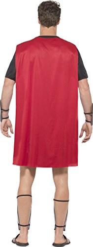 Smiffys-45495S Disfraz de Gladiador Romano, con túnica, Capa incorporada, brazaletes y e, Color Negro, S-Tamaño 34"-36" (Smiffy'S 45495S)