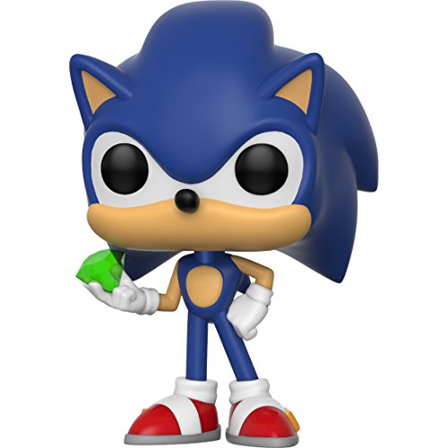Sonic w/ Emerald: Sonic The Hedgehog x Funko POP! Games Vinyl Figure & 1 PET Plastic Graphical Protector Bundle [#284 / 20147 - B]