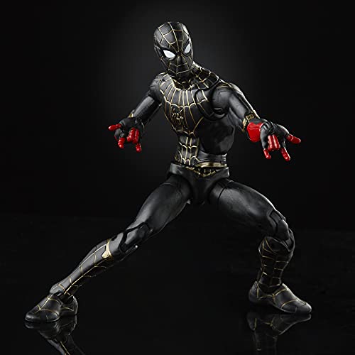 Spider-Man Figura de acción Coleccionable de 15 cm Traje Negro y Dorado, 2 Accesorios y 1 Pieza de Figura para armar Marvel Legends Series