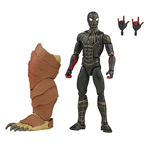 Spider-Man Figura de acción Coleccionable de 15 cm Traje Negro y Dorado, 2 Accesorios y 1 Pieza de Figura para armar Marvel Legends Series