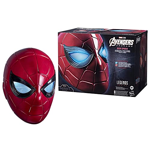 Spider-Man Hasbro Marvel Casco electrónico de Iron Spider con Ojos Brillantes de Legends Series, 6 ajustes de luz y Regulable