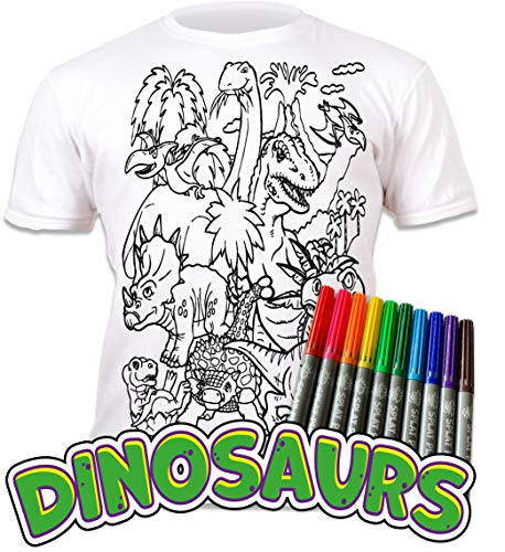 Splat Planet - Camiseta de Manga Corta, diseño de Dinosaurio con 10 rotuladores mágicos no tóxicos (3-4 años)