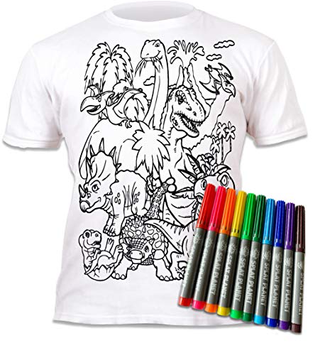 Splat Planet - Camiseta de Manga Corta, diseño de Dinosaurio con 10 rotuladores mágicos no tóxicos (3-4 años)