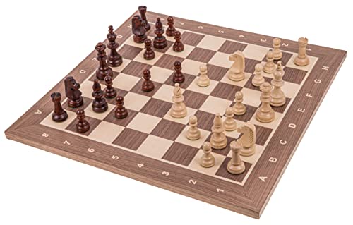 Square - Profesional Ajedrez de Madera Nº 5 - Nogal Lux - Tablero de ajedrez + Figuras - Staunton 5