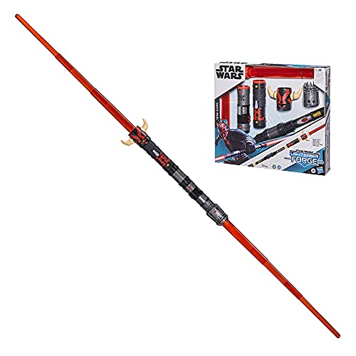 Star Wars- Sable láser Forge Darth Maul de Doble Hoja electrónico Rojo Juego de rol, niños de 4 años en adelante, Multicolor (Hasbro F1141)