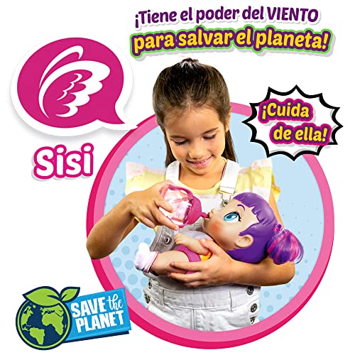 Super Cute - Super Cute Muñeca Superheroína Sisi con biberón, ropa reversible y accesorios Muñeca interactiva con luz y sonidos Muñecas niñas niños 3 años Muñecas bebé recién nacido (85393)