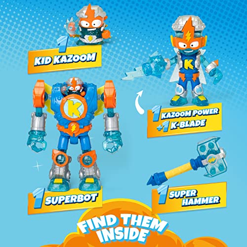 SUPERTHINGS Superbot Kazoom Power – Robot articulado con Accesorios de Combate, 1 Kazoom Kid y 1 SuperThing exclusivos.