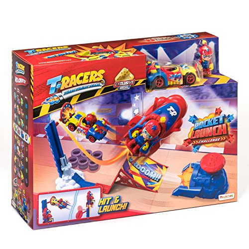 T-Racers Rocket Launch - Lanzador con rampa, 1 piloto y 1 Coche, Pista de Coches de Juguete (PTRSD014IN30, Magic Box Toys), Multicolor