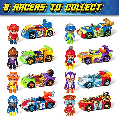 T-RACERS Serie 2 – Coche y piloto sorpresa coleccionable. Coche desmontable por partes y con piezas intercambiables. Incluye la colección completa.