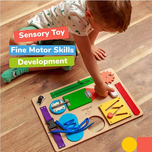 Tablero de Actividades Montessori para niños pequeños - Juguetes sensoriales de Madera para niños de 3 años - Juegos de Viaje con Actividades educativas y Hebillas para el Desarrollo de la motricidad