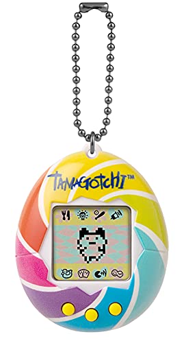 TAMAGOTCHI 42879 Bandai, Gen 1, remolino de caramelo con cadena-La realidad virtual original mascota, multicolor