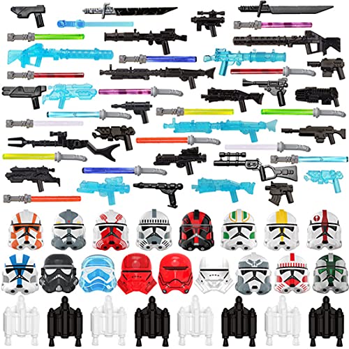 TASS Juego de Armas de Armadura 71 Piezas Arma Militar Personalizada Space Wars Estilo Ciencia ficción Mini Figura Casco SWAT Kit Compatible con Lego Star Wars