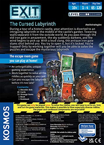 Thames and Kosmos 692860 - Juego único de Escape Exit (The Cursed Labyrinth), Nivel 2 de 5, de 1 a 4 Jugadores, a Partir de 10 años (Idioma español no garantizado)
