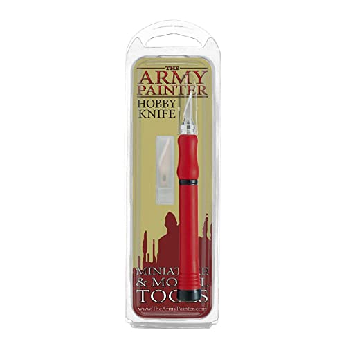 The Army Painter | Hobby Knife | Bisturí con 5 hojas de repuesto | Mango con Mecanismo de Bloqueo Seguro | Herramienta para Modelado de Figuras Miniaturas |para Juego de Rol y Juego de Mesa