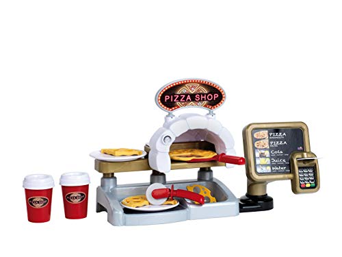 Theo Klein 7309 Pizzería - Con pizza para cubrir y un montón de accesorios - Tarjeta de crédito y lector con sonidos - Juguetes para niños a partir de 3 años