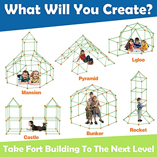 Tiny Land 130 Piezas Kit de construcción de Fortaleza para niños -Creative Fort Toy para niños y niñas de 5,6,7,8 años-Juguetes de construcción Stem, Castillos de Bricolaje, túneles, Tienda de Juegos