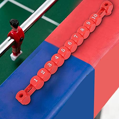 Tixiyu Contadores de puntuación de futbolín, 2 piezas de tabla de barajo clásico de mesa de futbolín, azul rojo 10 números indicador de contador de puntuación para mesas de futbolín estándar