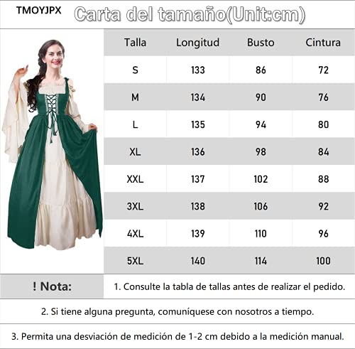 TMOYJPX Disfraz Gracioso Halloween Vestido Medieval Mujer Gótico Palacio - Disfraces Medievales Princesa Reina Bruja Vestidos de Fiesta para Mujer Tallas Grandes (Vino rojo, S)