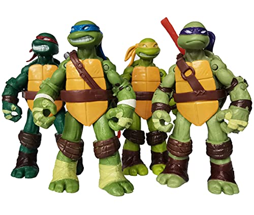 Tortugas Ninja Set,Teenage Mutant Ninja Turtles Figura, Acción Modelo de Personaje Colección de Cumpleaños para Niños,12cm