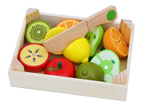 TOWO frutas y verduras juguete para cortar madera - frutas y verduras juguete para cortar-cortar frutas juguete verduras - Cocina accesorios frutas juguete para cortar- alimentos juguetes madera 3 años