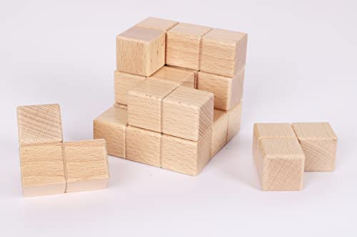 Toys of Wood Oxford TOWO Puzzle de Madera del Cubo de Soma - Juego de Habilidad de Madera Rompecabezas 3D - Juego de Habilidad Mental brainteasers Cubo para más de 6 años