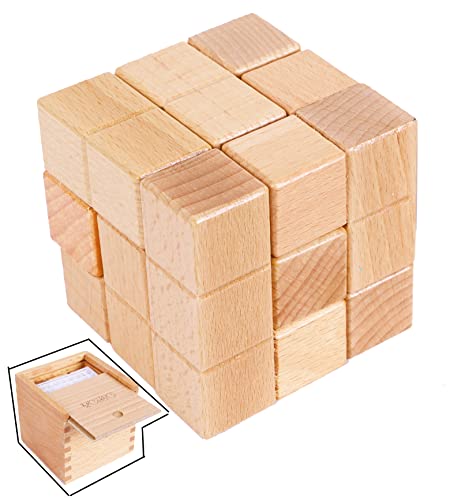 Toys of Wood Oxford TOWO Puzzle de Madera del Cubo de Soma - Juego de Habilidad de Madera Rompecabezas 3D - Juego de Habilidad Mental brainteasers Cubo para más de 6 años