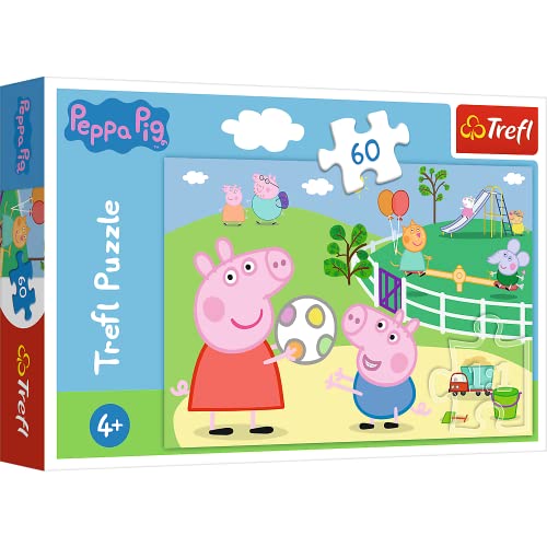 Trefl-Spaß mit Freunden, 60 Piezas, para niños a Partir de 4 años Puzzle, Color Jugando con Amigos, Peppa Pig