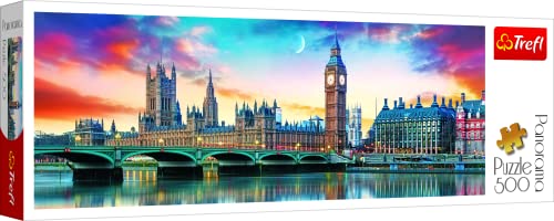 Trefl und Abbey, London 500 Piezas, Panorama, Adultos y niños a Partir de 10 años Puzzle, Color Big Ben y Palacio de Westminster, Londres