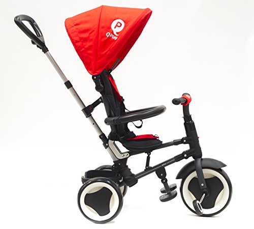 Triciclo Evolutivo Plegable QPlay Rito - Rojo - Niños de 10 hasta 36 Meses - Peso soportable hasta 25 Kg