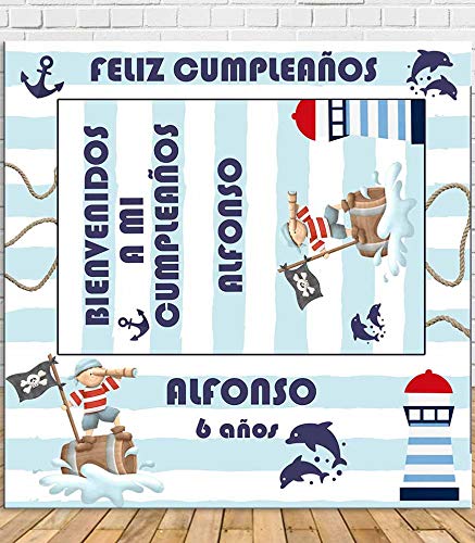 Tu Fiesta Mola Mazo Photocall de Cumpleaños Pirata 100x100cm| Photocall Económico y Original | Detalles Cumpleaños| Personalizable