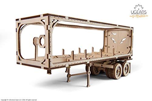 UGEARS Remolque de Camión VM-03 - Modelo Mecánico de Remolque Que Funciona - Puzzle 3D de Madera DIY