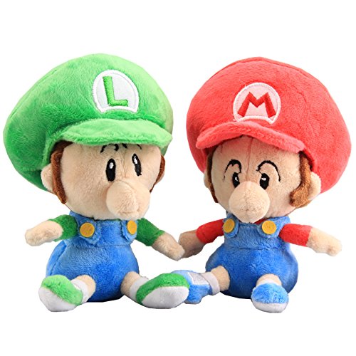 uiuoutoy Super Mario Bros Juego Juguetes Bebé Mario Luigi Little Buddy Wario Waluigi Peluche Muñeca Suave Relleno (Baby Mario y Luigi)