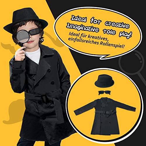 UNGLINGA kit de espía Detective de niños - Boligrafo Tinta Invisible Huella Dactilar Disfraz Juego de Roles de Vestir Juguetes de Ciencia STEM Regalos de Cumpleaños Para Niños y Niñas